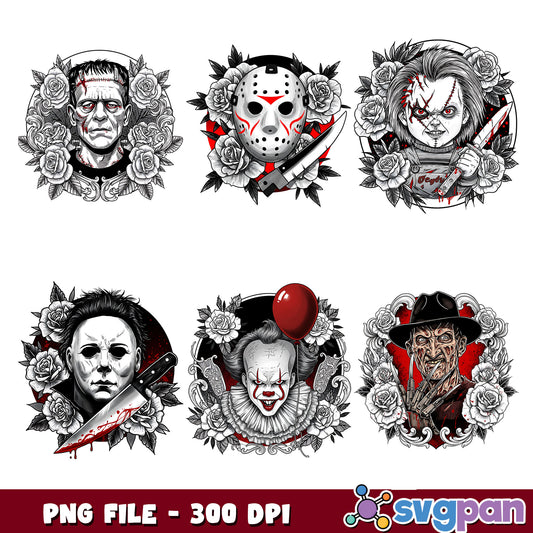 Horror killer design png bundle