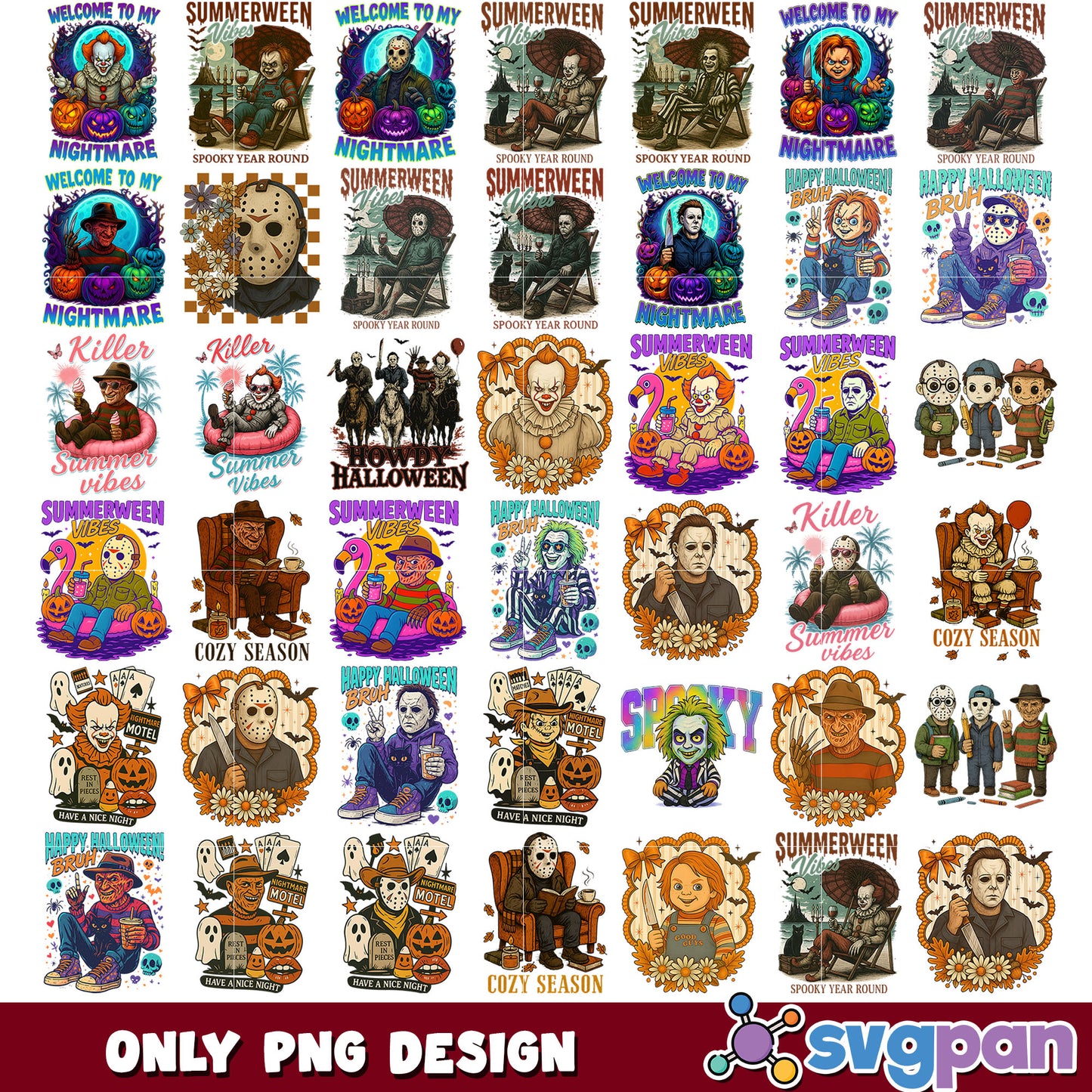 Horror killers design png bundle