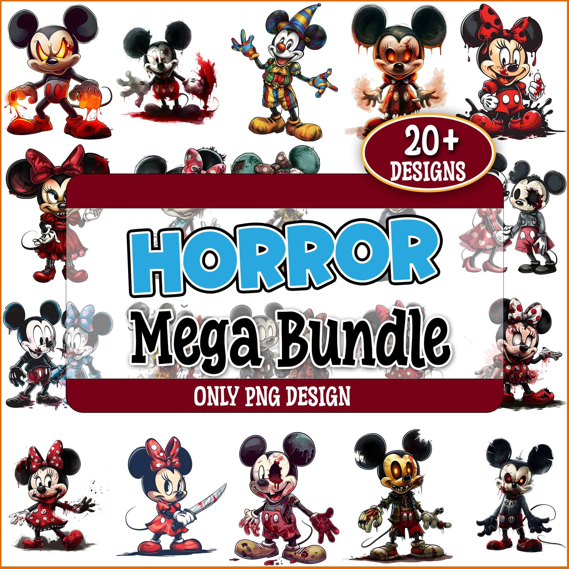 Horror mickey mouse edition png bundle