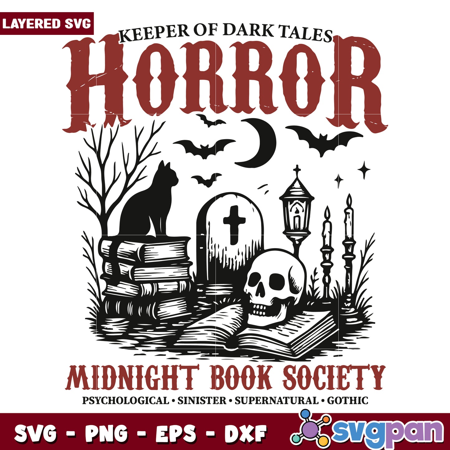 Horror midnight book society svg, happy halloween svg, halloween costumes svg