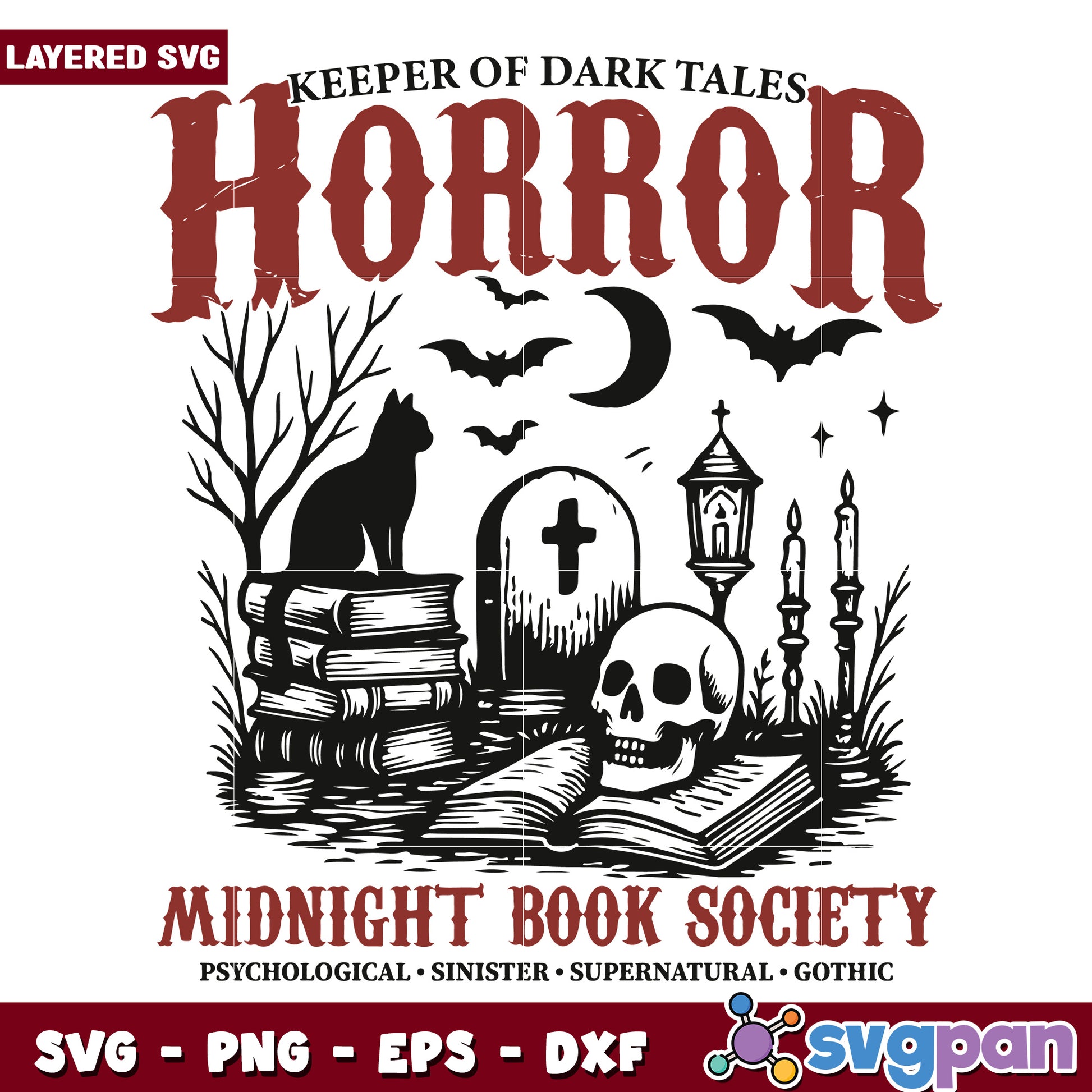 Horror midnight book society svg, happy halloween svg, halloween costumes svg