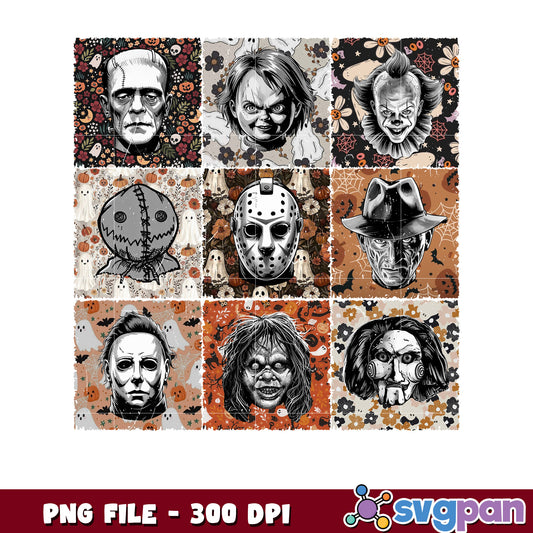 Horror movie characters design png, halloween candy​ png, halloween design png