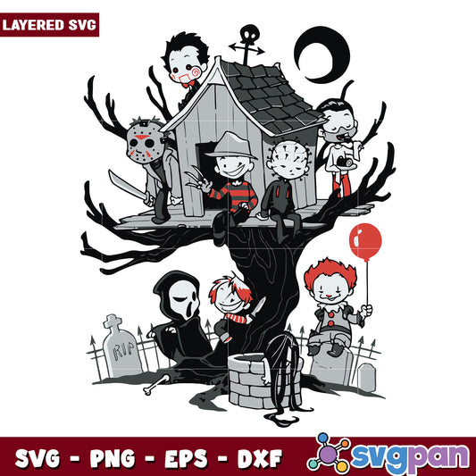 Horror movie characters svg, halloween fall svg, spooky characters svg