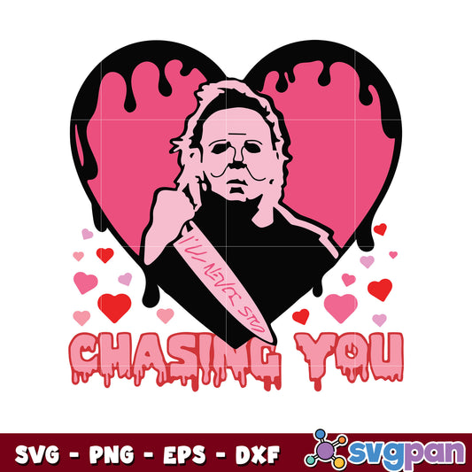 Horror movie chasing you svg, horror movie valentine svg, chasing you​ svg
