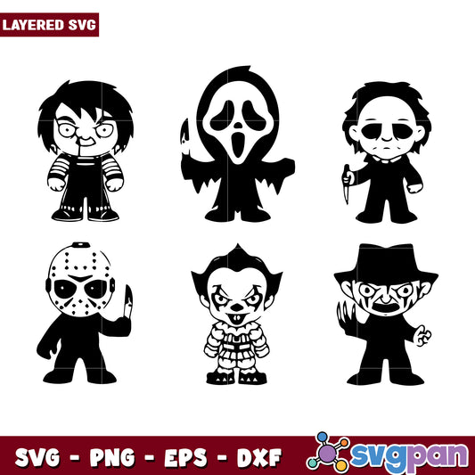 Horror movies characters svg, halloween fall svg, spooky characters svg