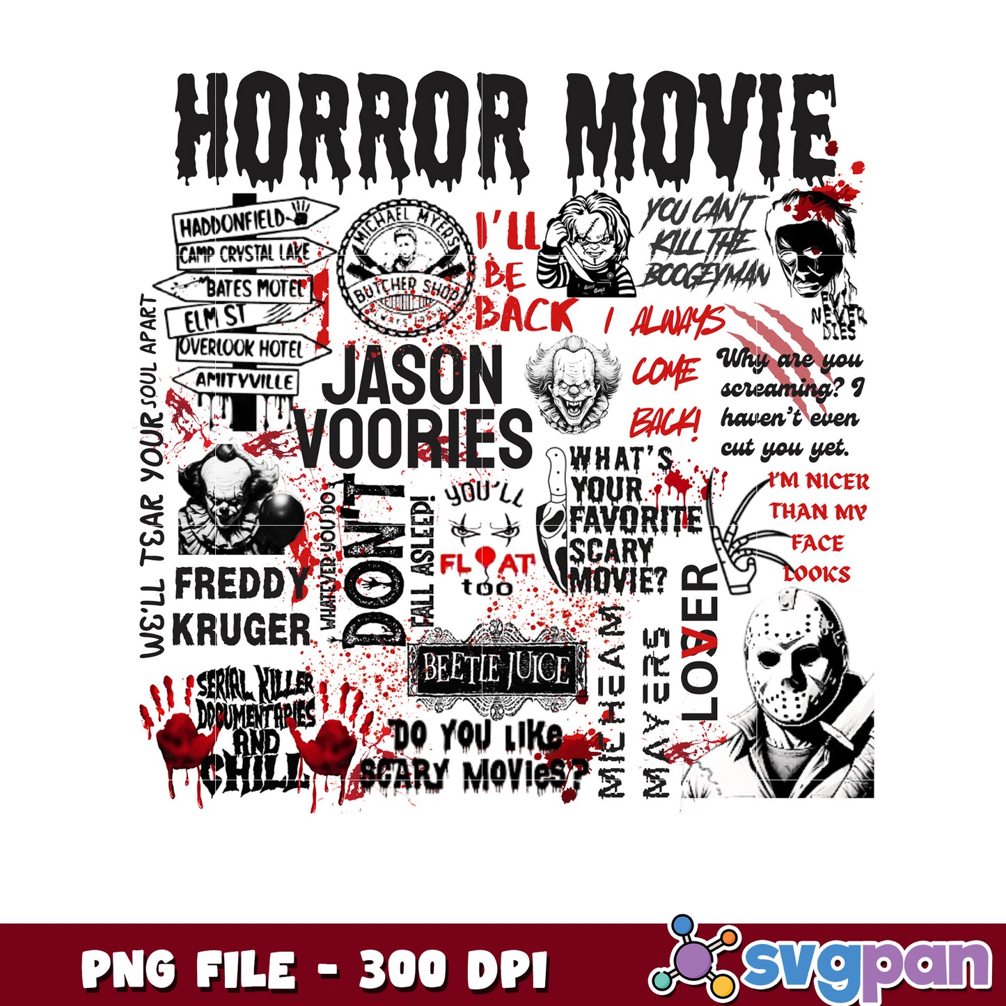 Horror movies png, spooky autumn png, fall season png