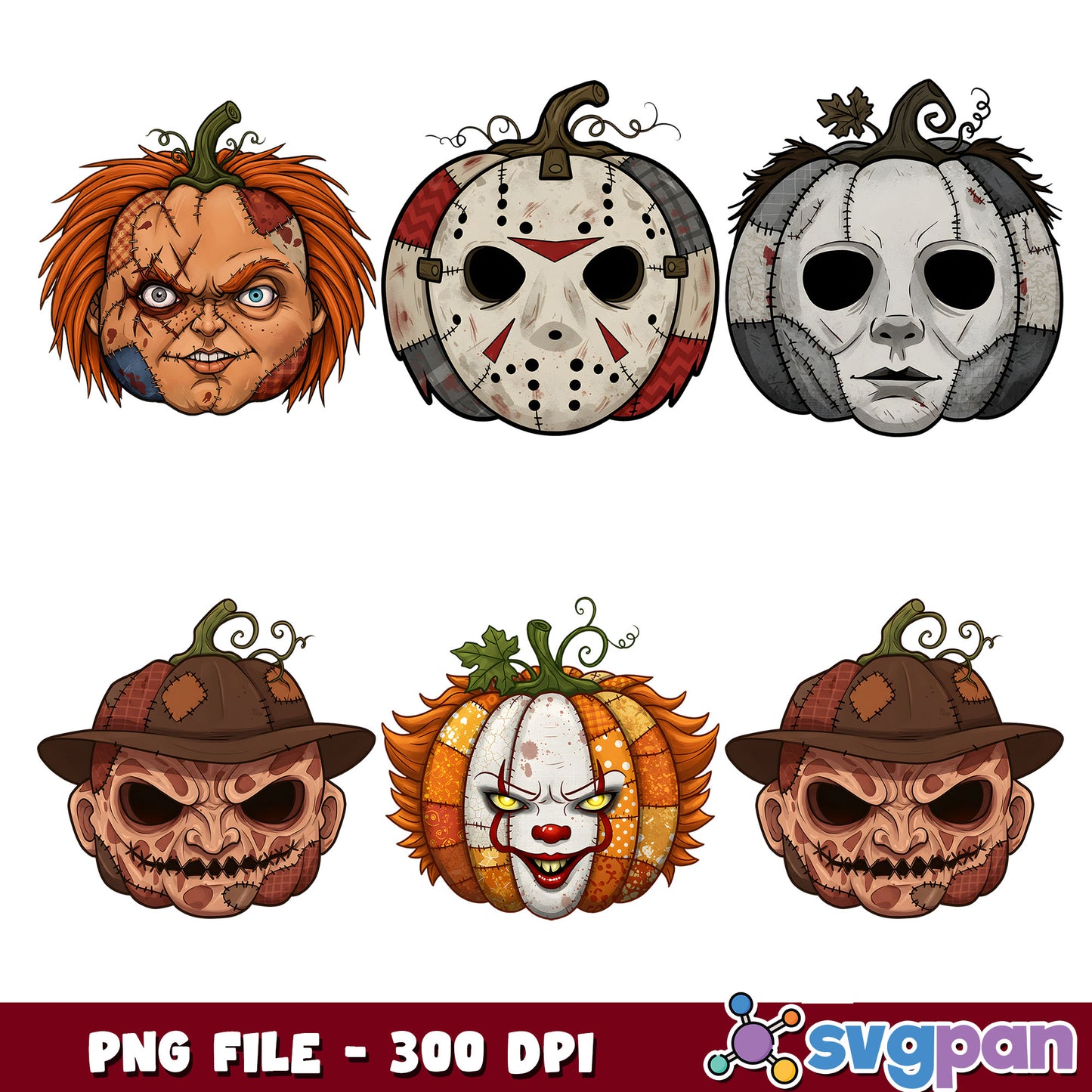 Horror pumpkin design png bundle