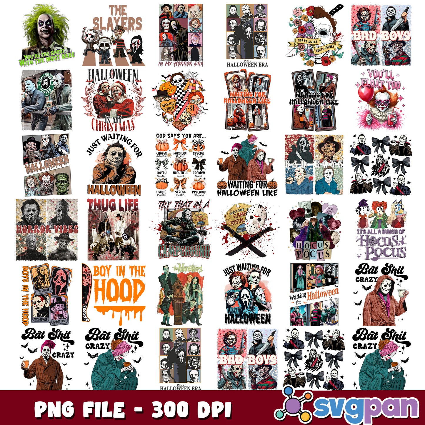 Horror quotes design png bundle