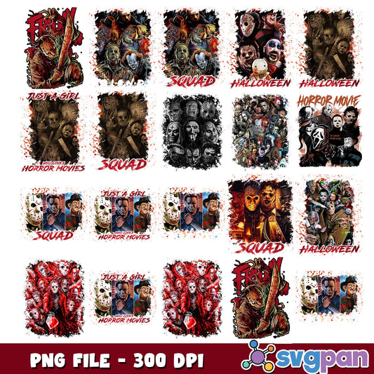 Horror squad halloween png bundle