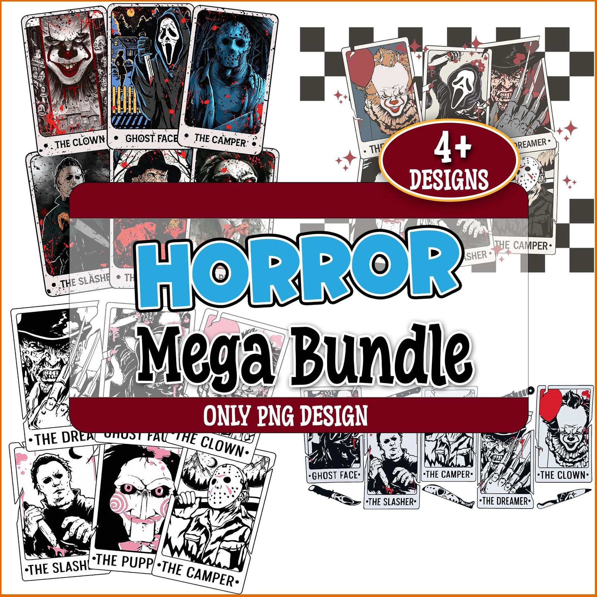 Horror tarot cards png bundle
