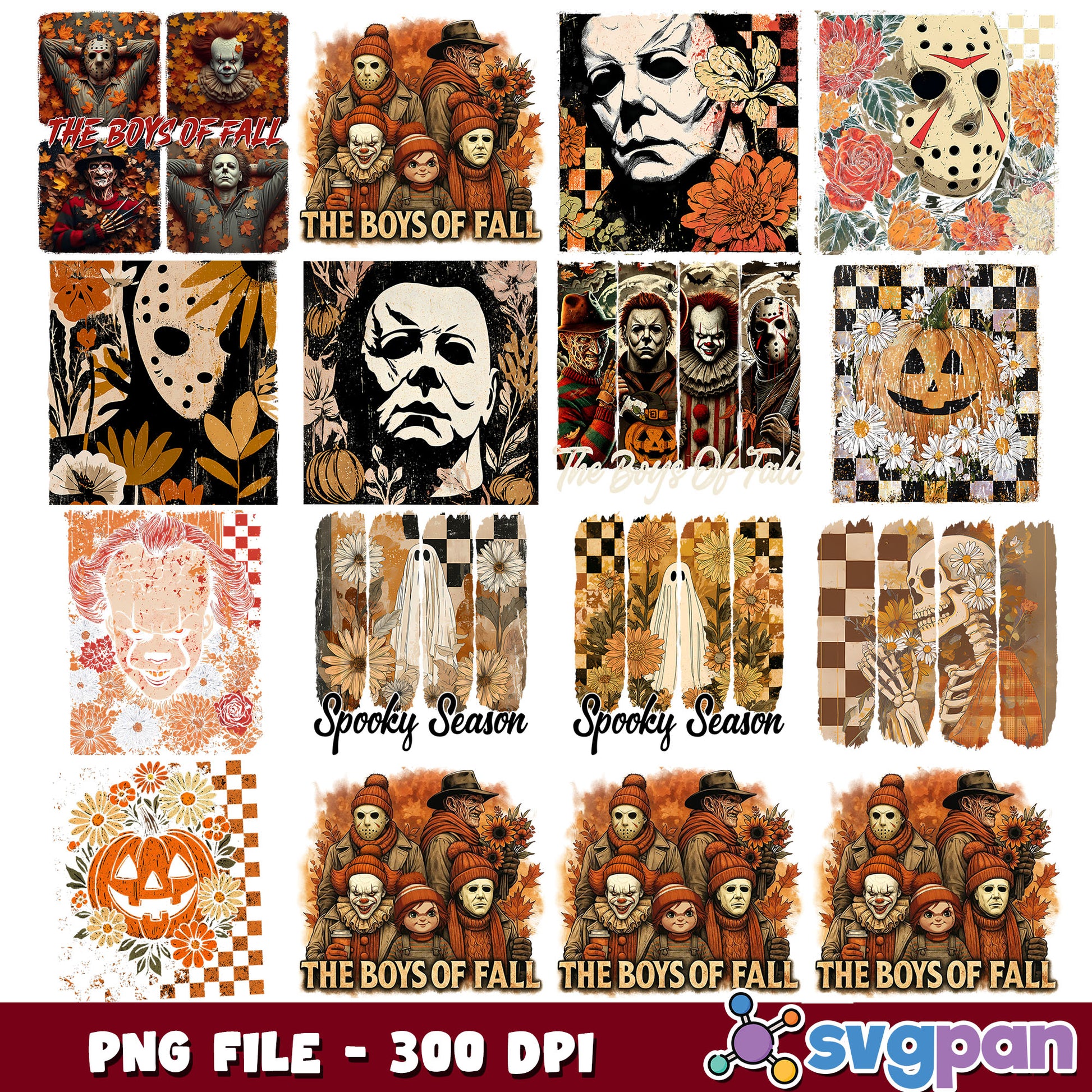Horror the boys of fall png bundle