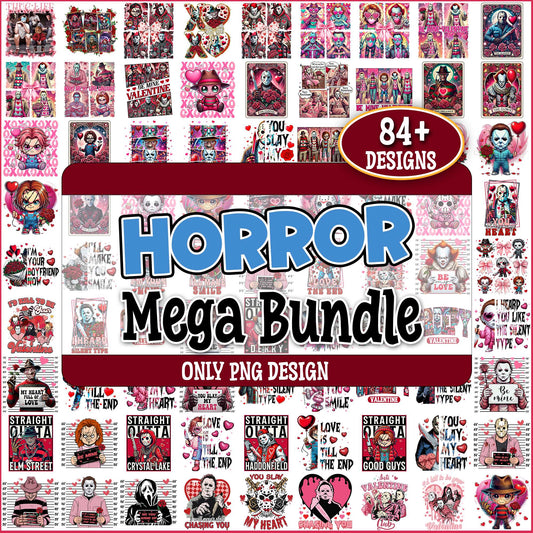 Horror valentine design png bundle