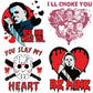 Horror valentine design png bundle, valentine png, horror movies png