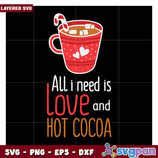 Hot Cocoa and Love SVG Design for Crafts, Ideal for Winter Projects