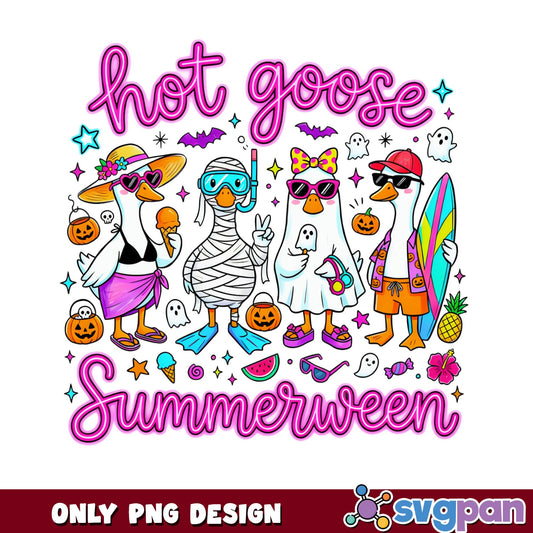Hot Goose Summerween PNG, Funny Goose Halloween PNG, Summer Halloween PNG