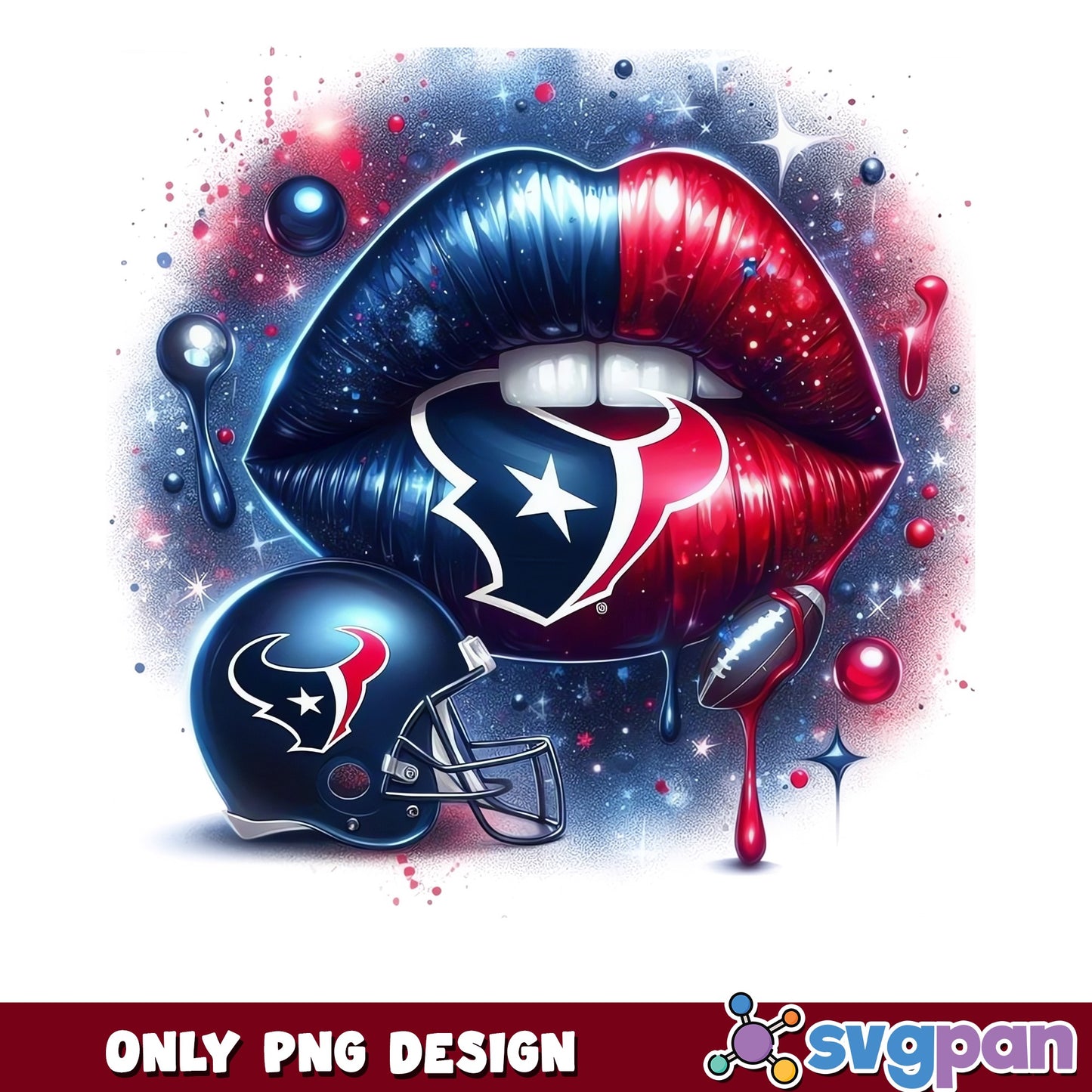 Houston Texans Lips PNG, NFL Football Dripping Lips, Texans PNG