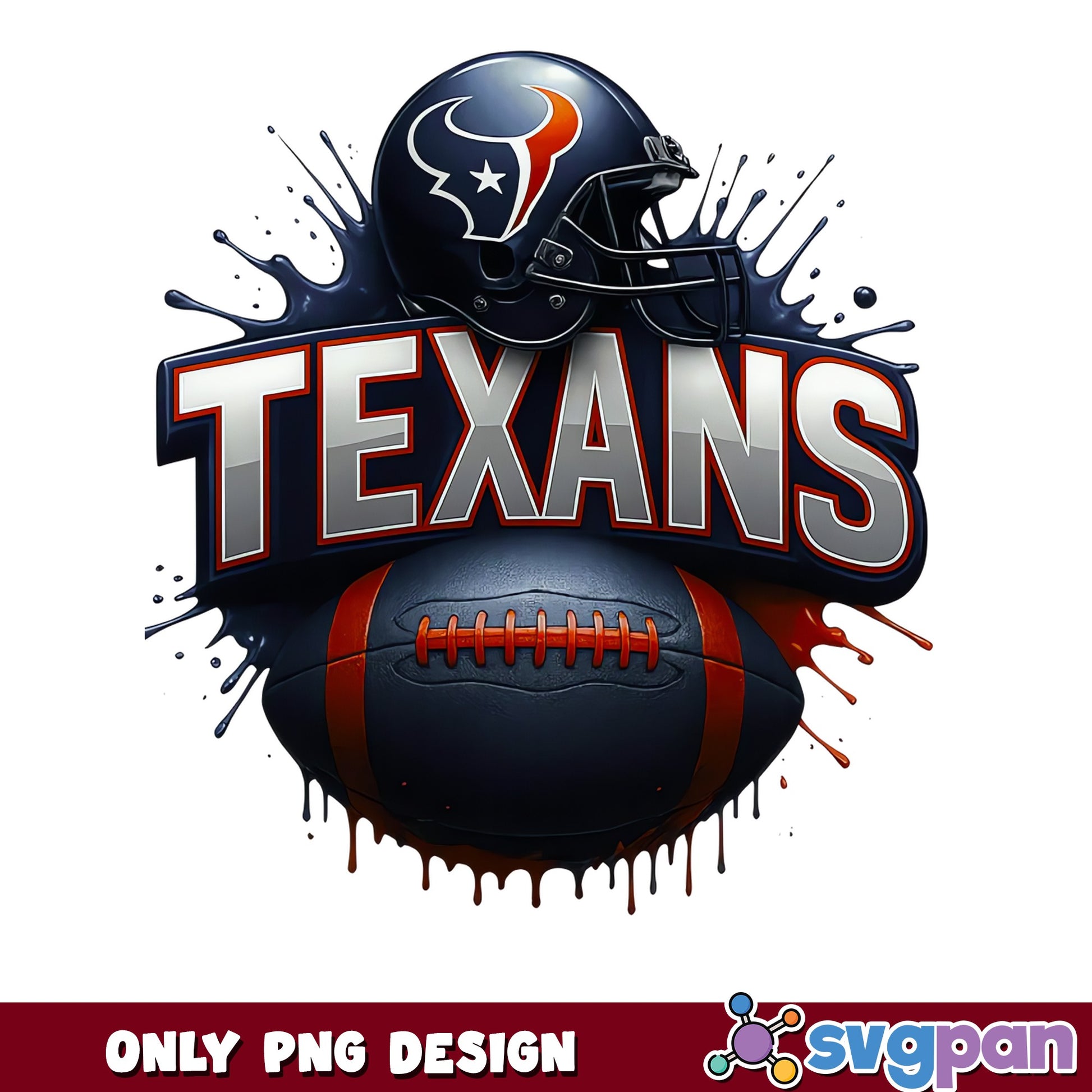 Houston Texans PNG, NFL Football Helmet Drip Design, Texans PNG