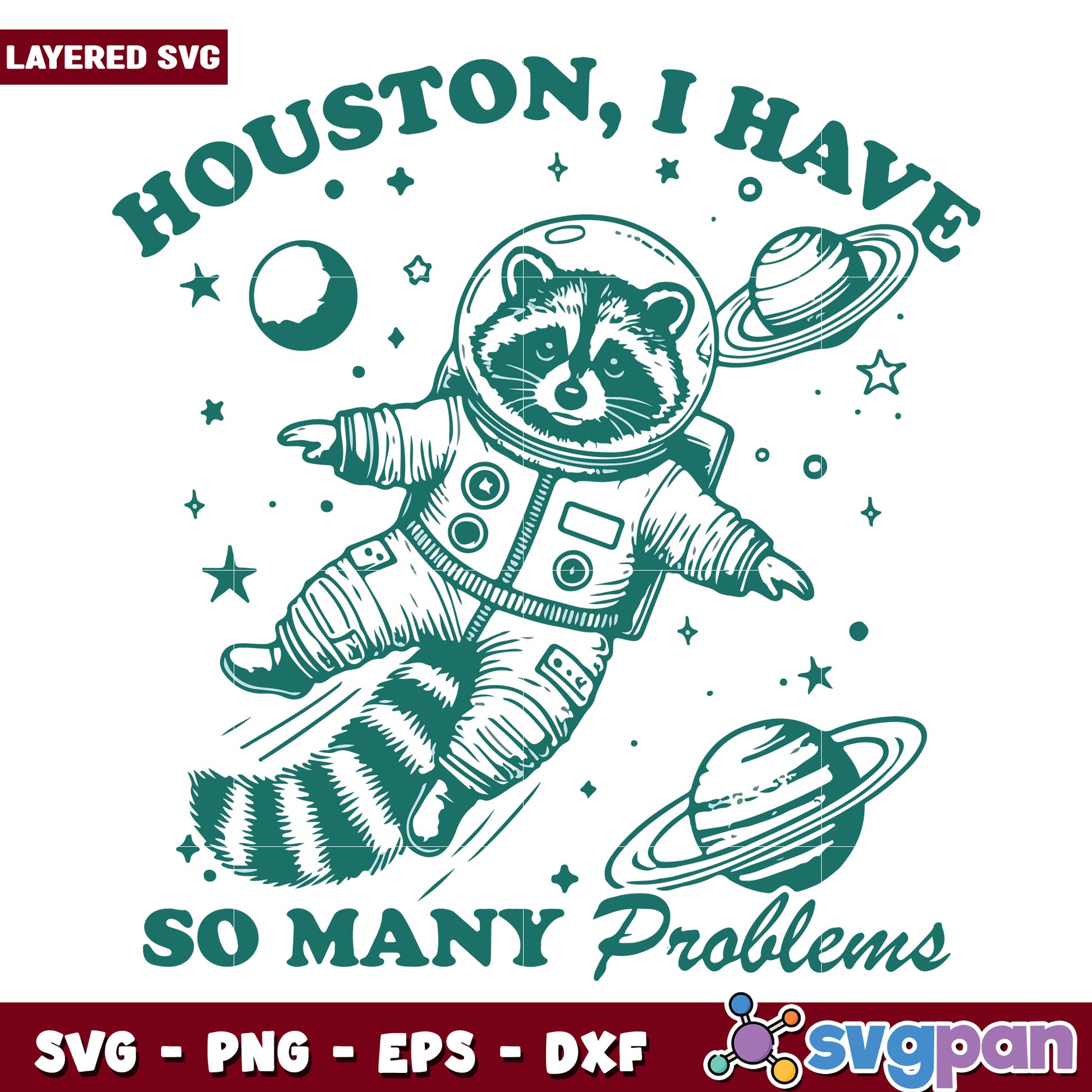 Houston i have so many problems svg, funny raccoon svg, funny animal svg