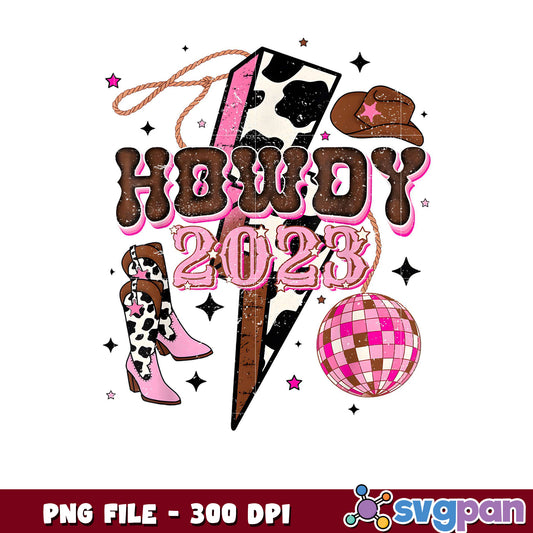 Howdy 2023 design for fun party decor, PNG file 300 DPI