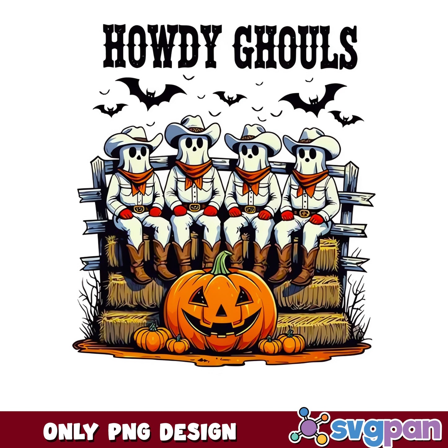Howdy Ghouls Halloween PNG, Cowboy Ghost PNG, Spooky Western PNG