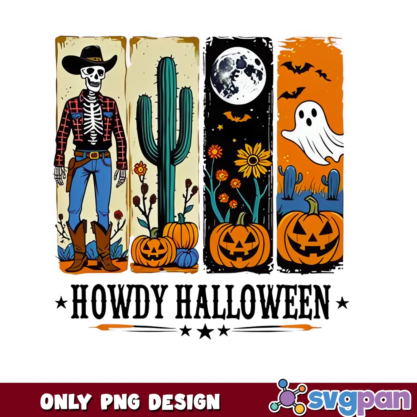 Howdy Halloween PNG, Western Skeleton Cowboy PNG, Halloween PNG