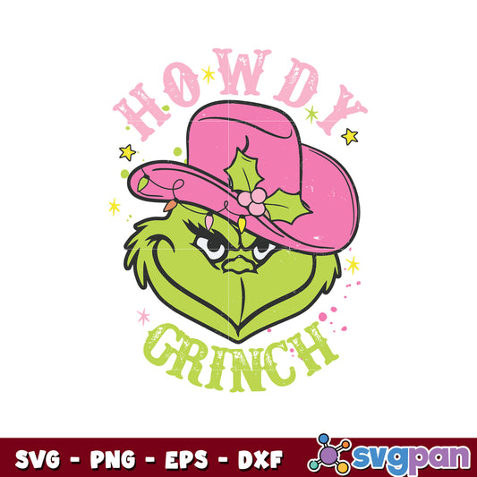 Howdy grinch christmas pink svg