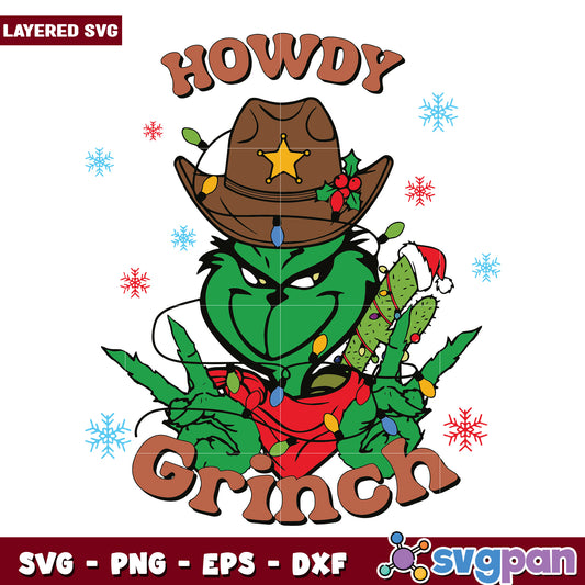Howdy grinch svg, grinchy svg, christmas time svg