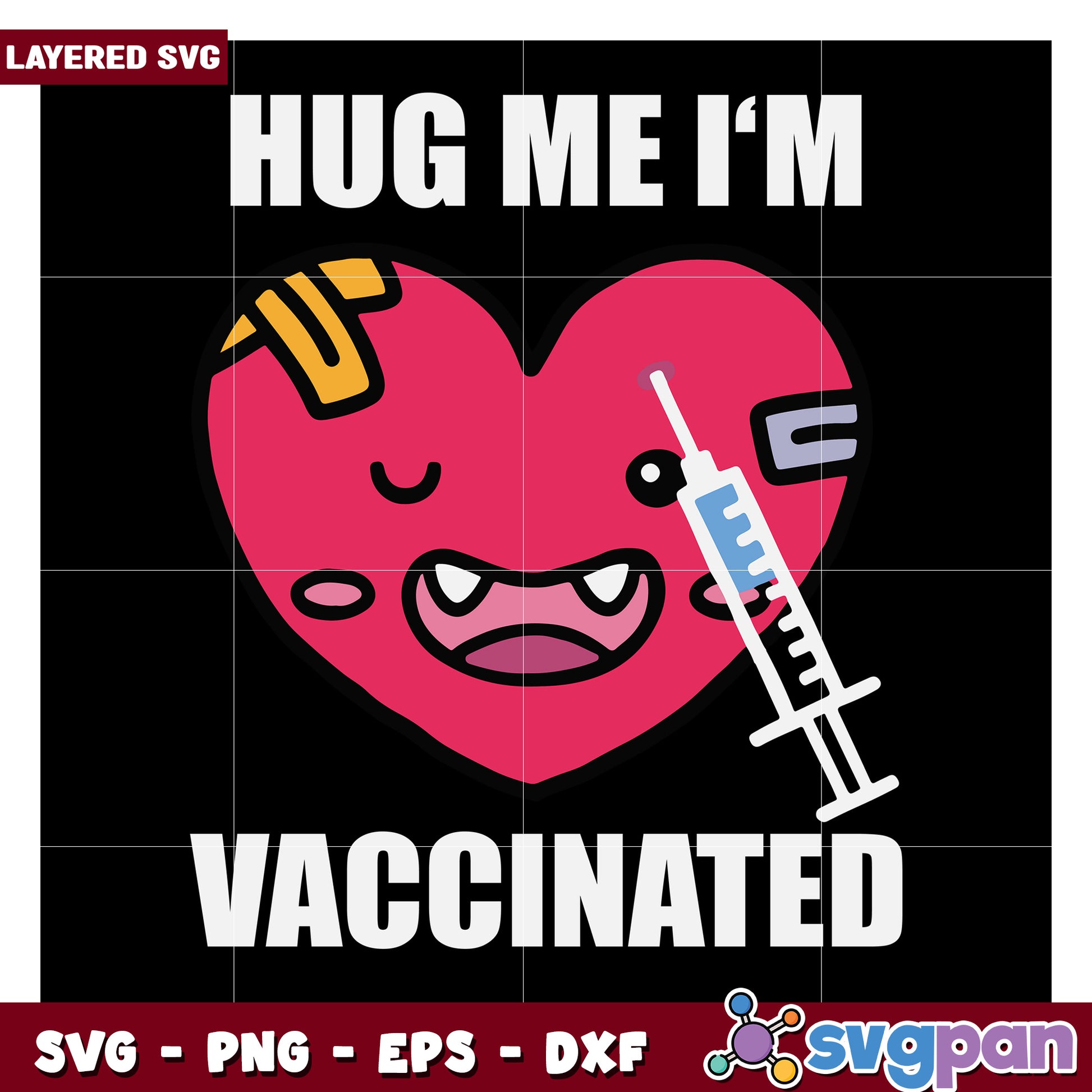Hug Me I'm Vaccinated Design, Perfect for Fun SVG Projects