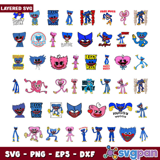Huggy Wuggy SVG Bundle Layered Designs