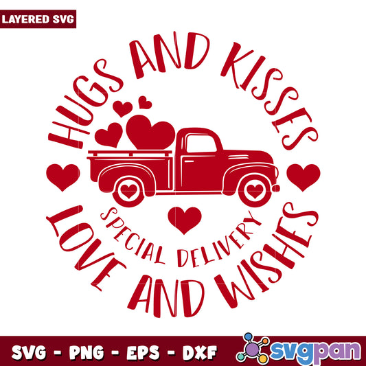 Hugs and Kisses Truck Design, Perfect for Love and Wishes Gifts