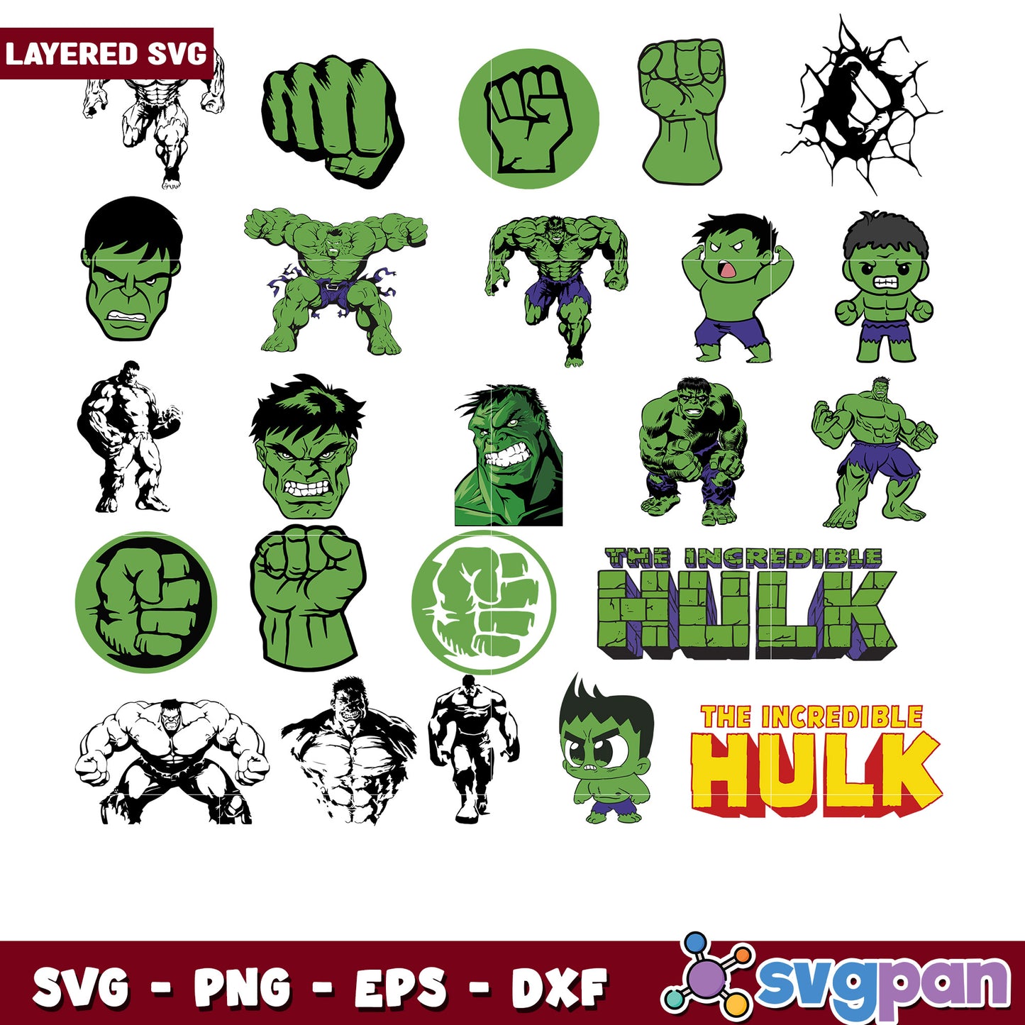 Hulk SVG Bundle 20 Layered Designs