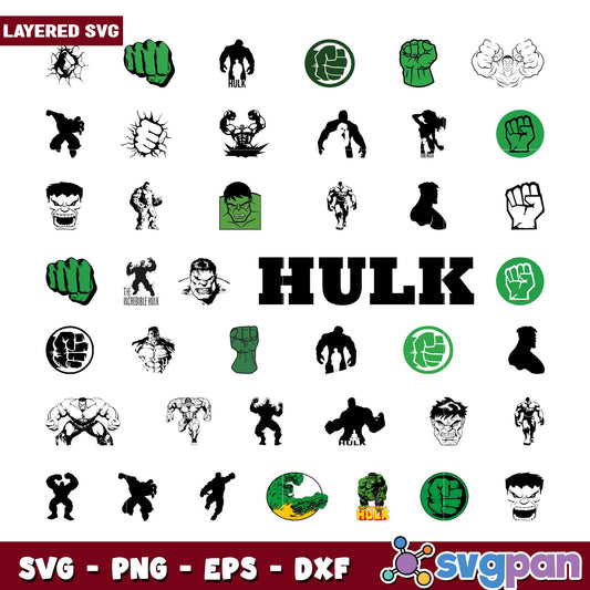 Hulk SVG Bundle 30+ Layered Designs