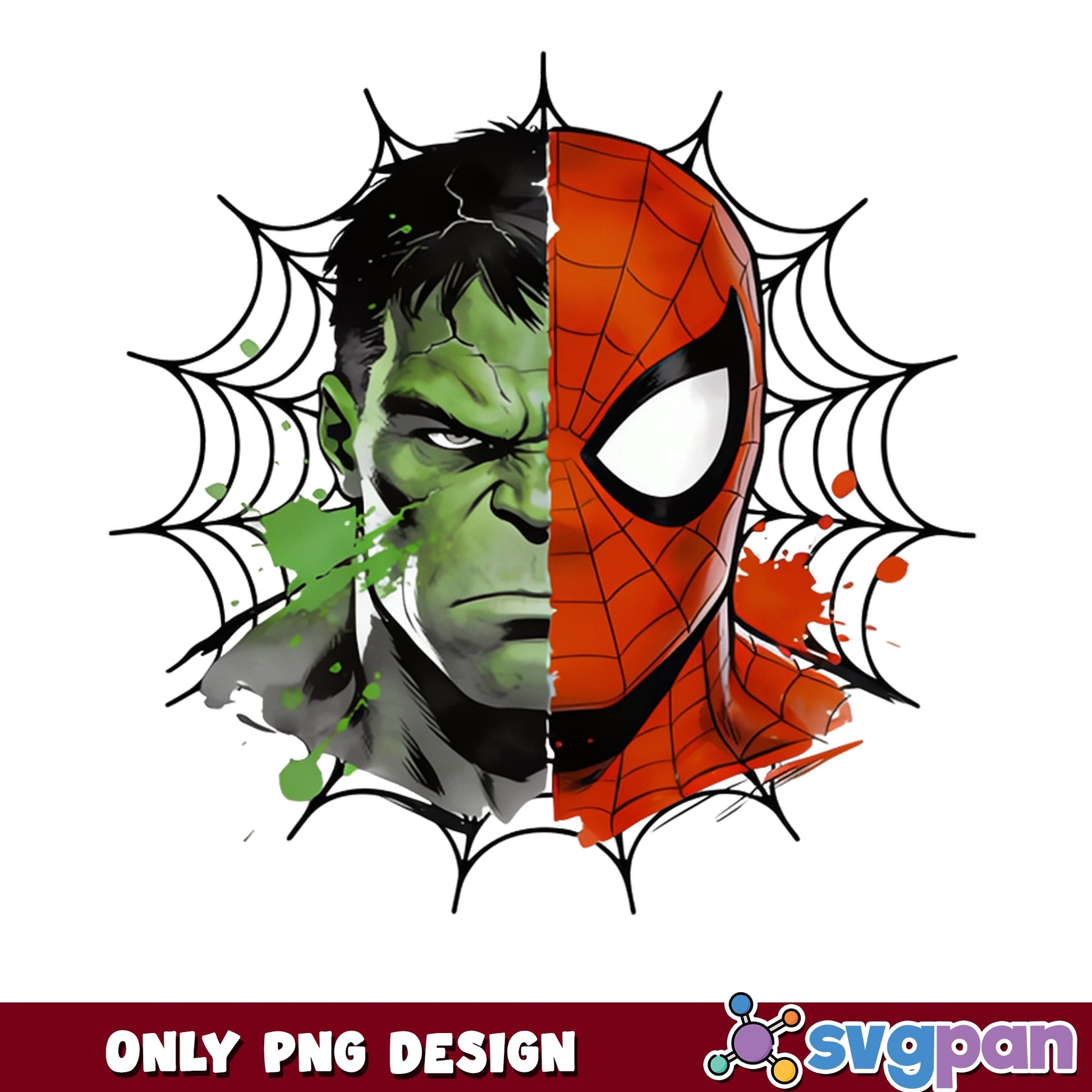 Hulk And Spiderman Split Face PNG, Marvel Superhero PNG, Avengers PNG