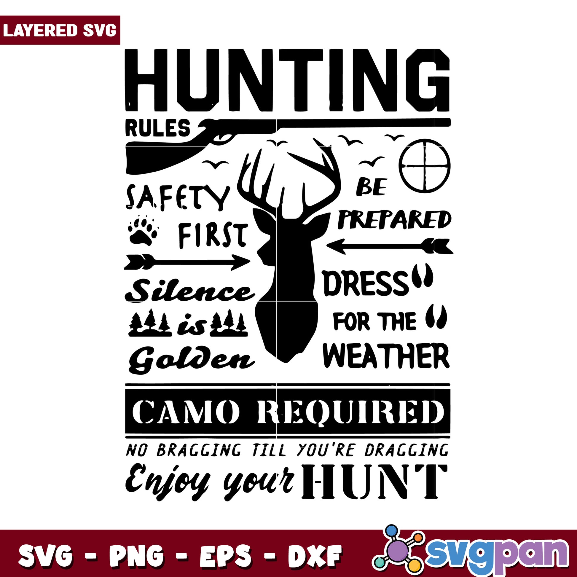 Hunting Rules SVG Design, Learn Safety First for Your Hunt