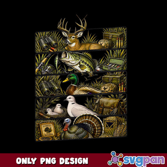 Hunting And Fishing PNG, Deer Duck Turkey Bass PNG, Hunter PNG