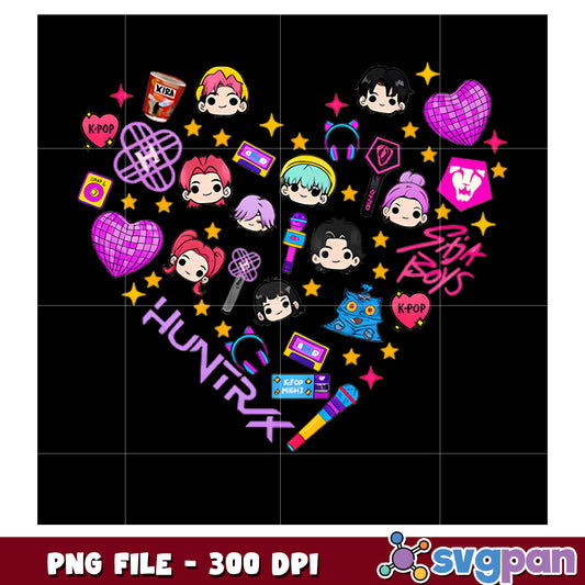Huntrix and saja band png, kpop demon hunters png, korean cartoon png