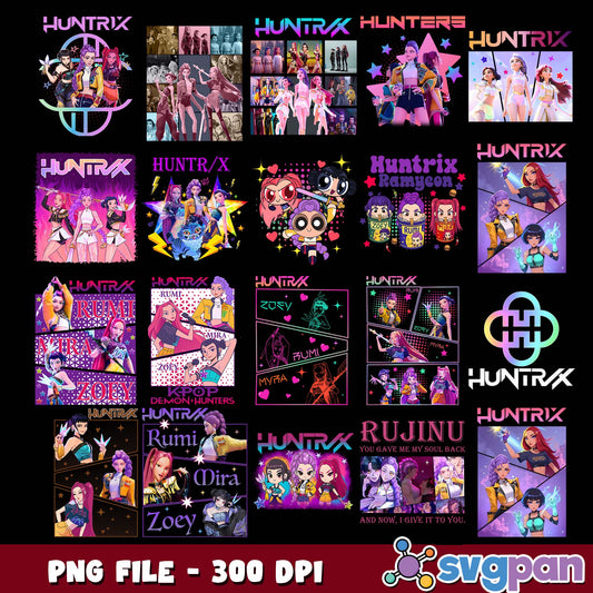 Huntrix band poster png bundle
