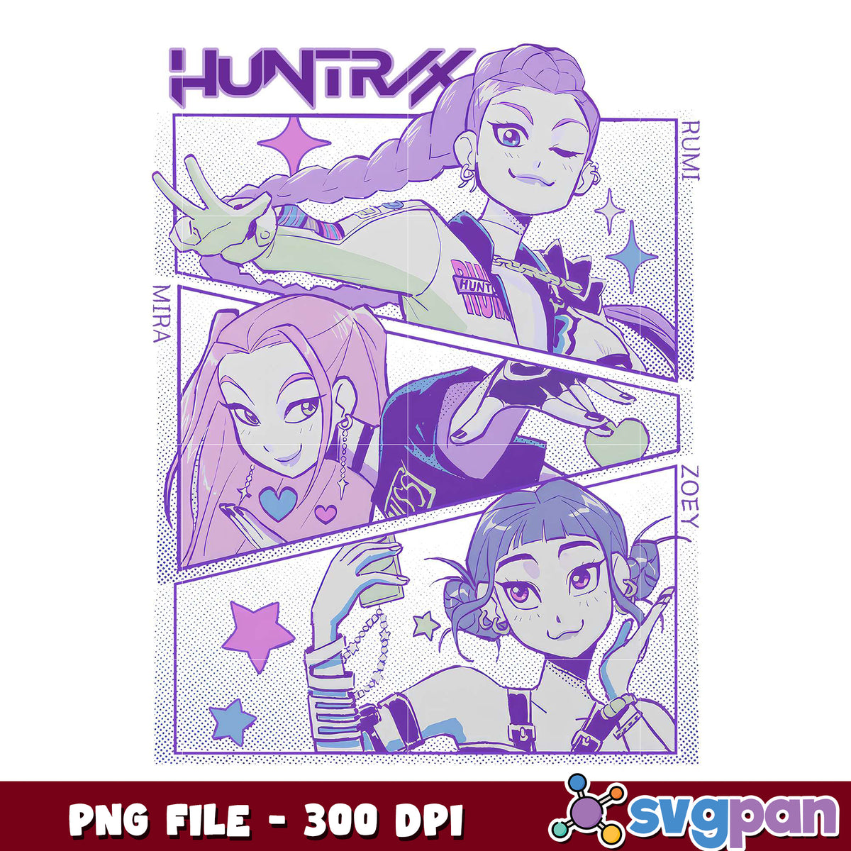 Huntrix beautiful girl png, anime beauty png, stylish cartoon png