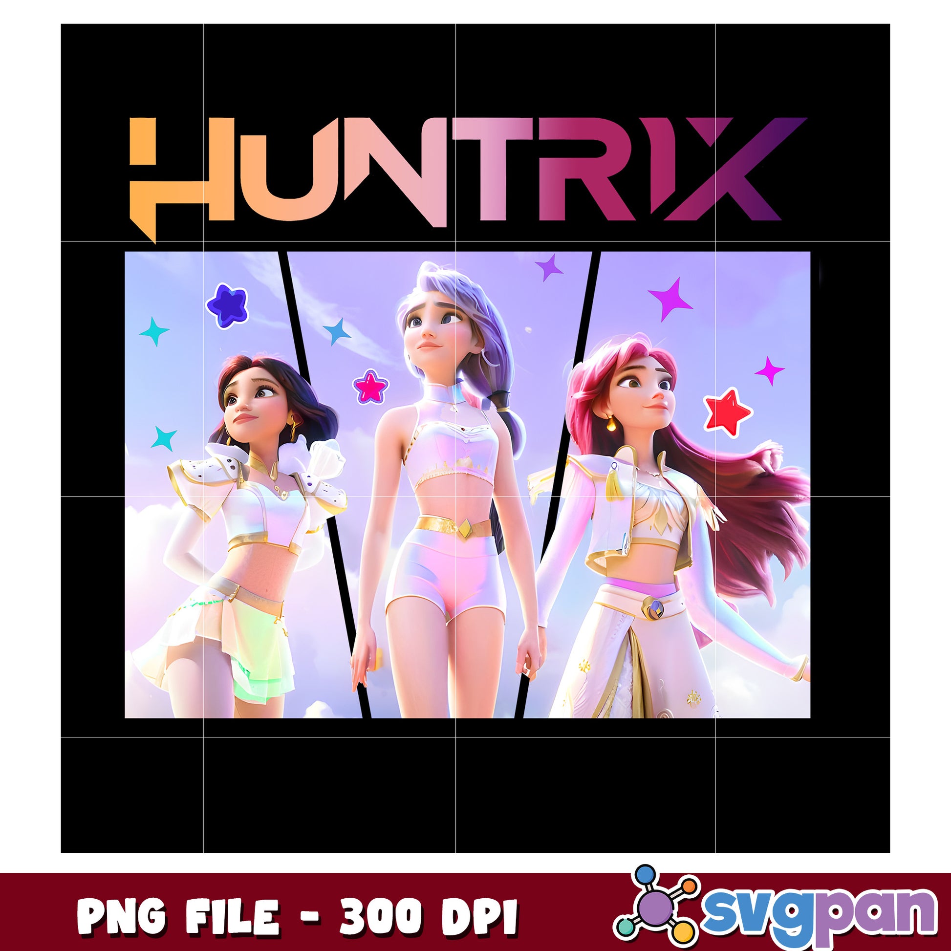 Huntrix beautiful girls png, kpop band png, netflix cartoon png