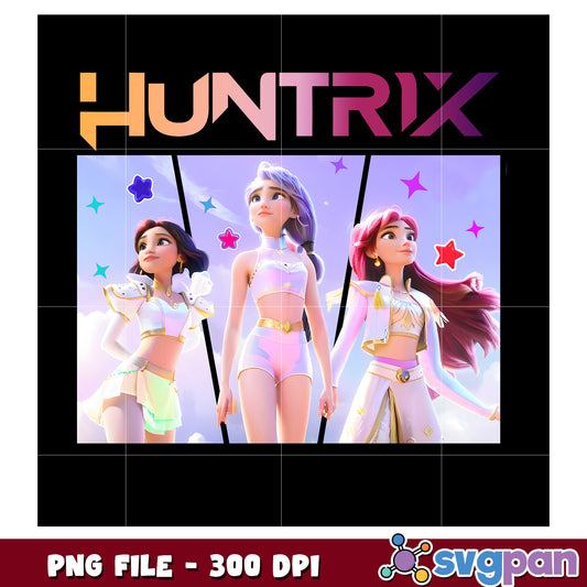 Huntrix beautiful girls png, kpop band png, netflix cartoon png