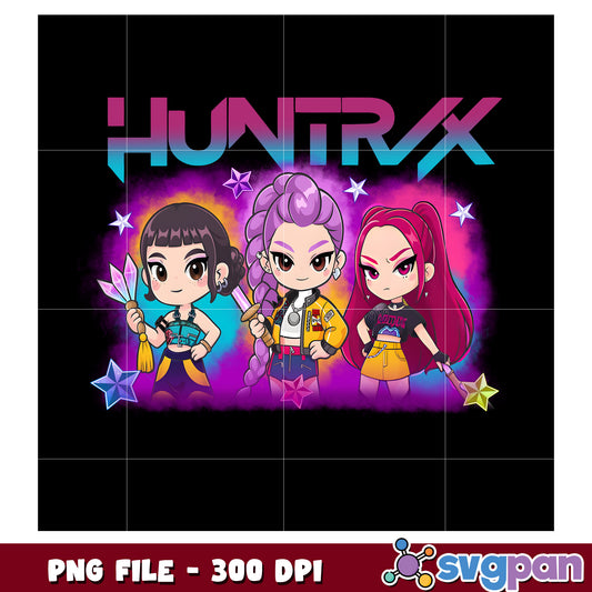 Huntrix chibi girls png, huntrix demon hunter png, netflix cartoon png