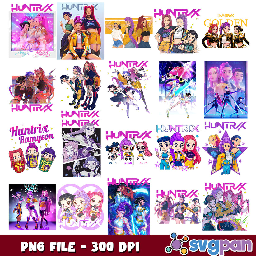 Huntrix collection design png bundle, kpop huntrix png, huntrix rameyo ...