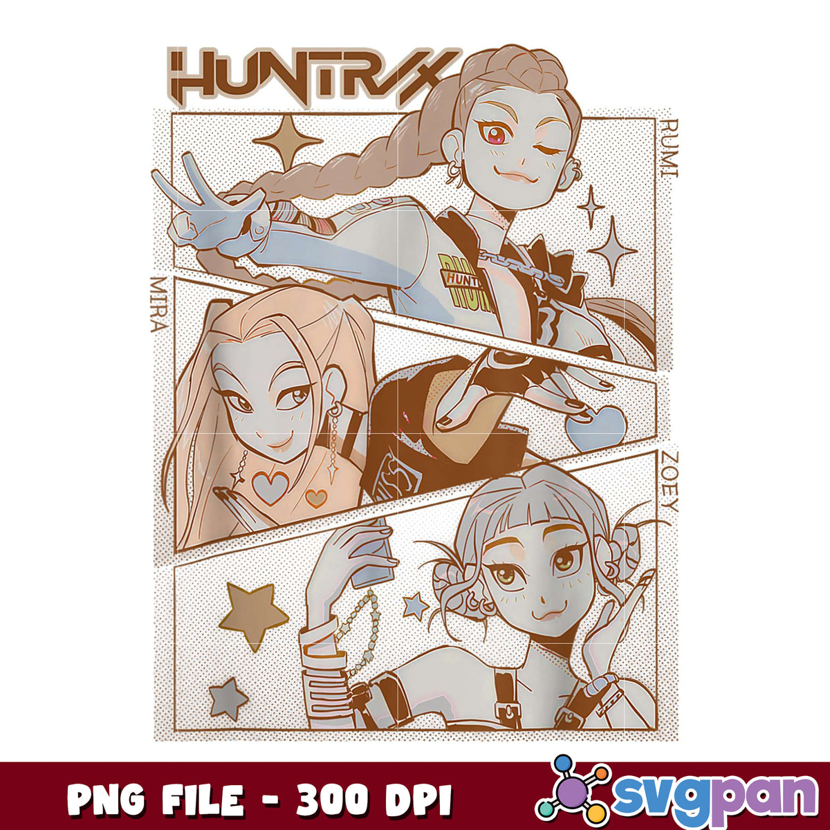 Huntrix demon hunter png, kpop demon hunters png, kpop cartoon png