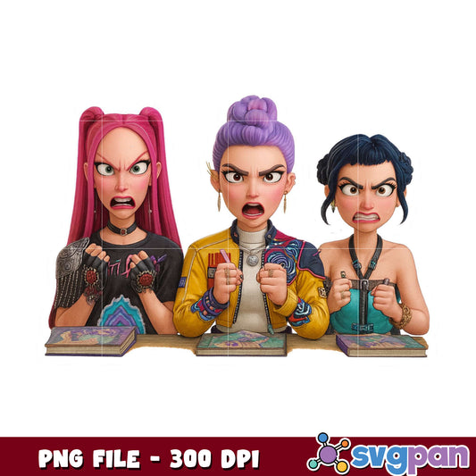 Huntrix girl cute mad png, angry anime png, kawaii character png