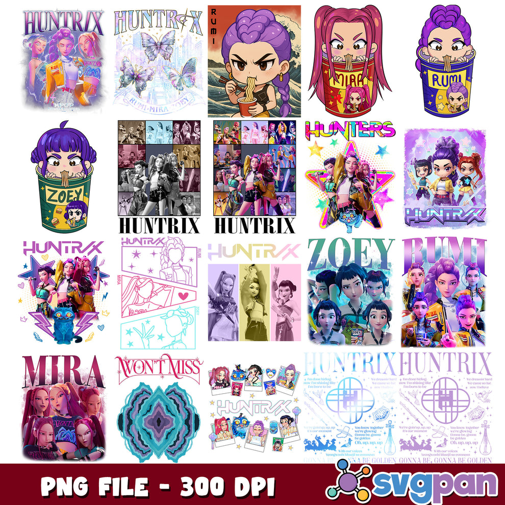 Huntrix girl rameyon png bundle, huntrix rameyon png, huntrix kpop png ...