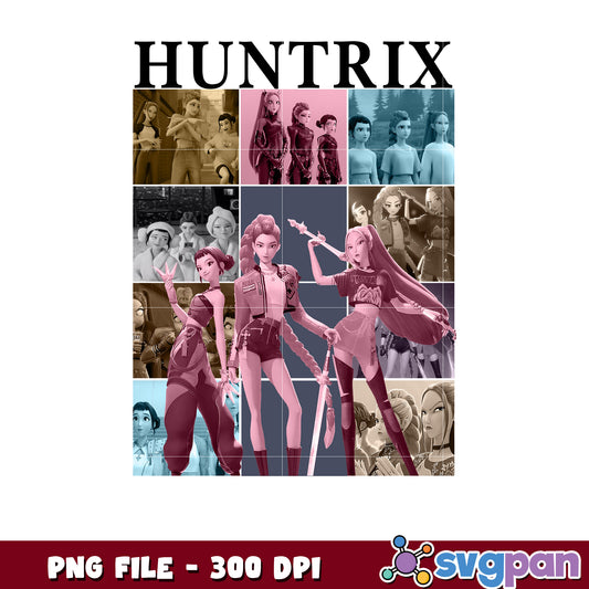 Huntrix girls band design png, kpop band png, netflix cartoon png