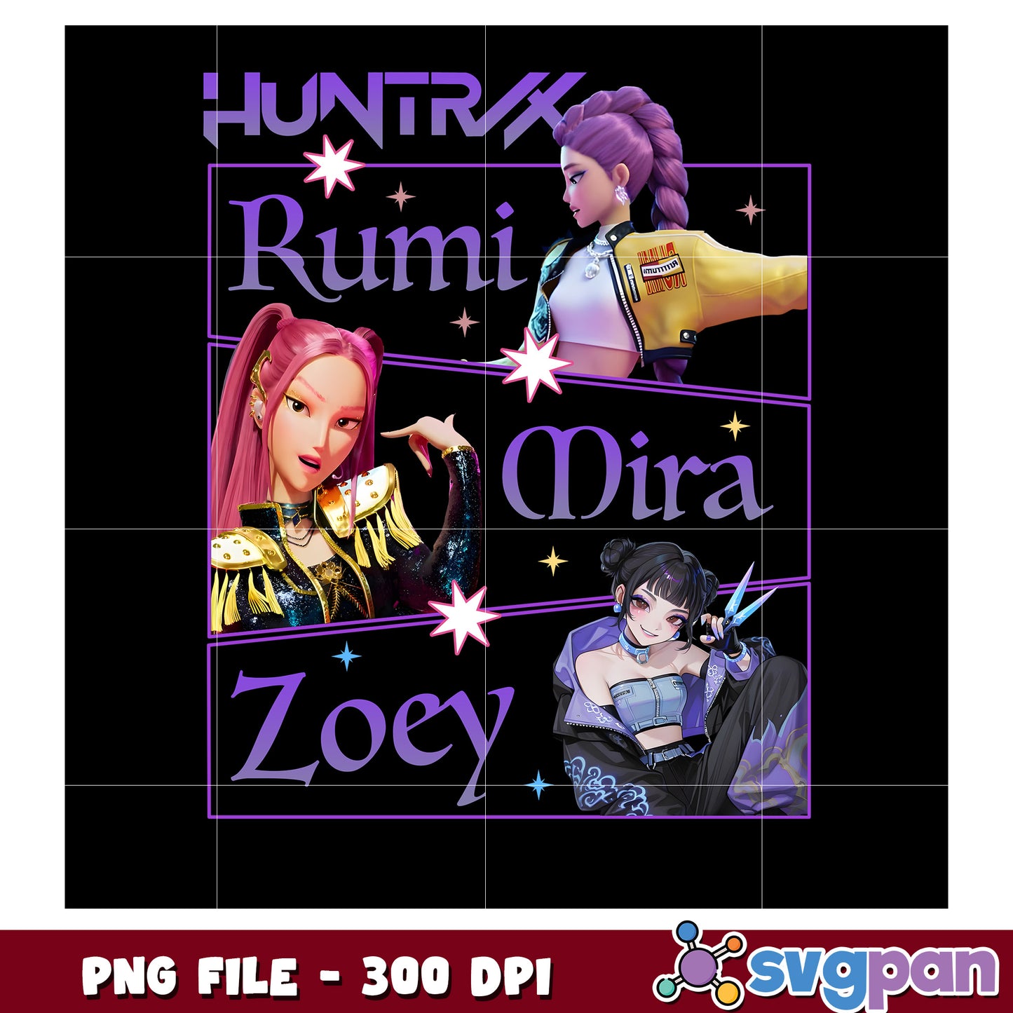 Huntrix girls png, kpop demon hunters png, korean cartoon png