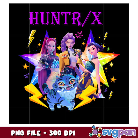Huntrix girls team png, huntrix demon hunter png, netflix cartoon png