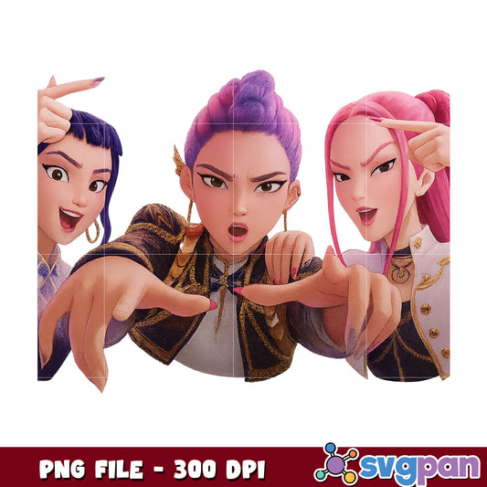 Huntrix girl style png, kpop demon hunter png, netflix cartoon png