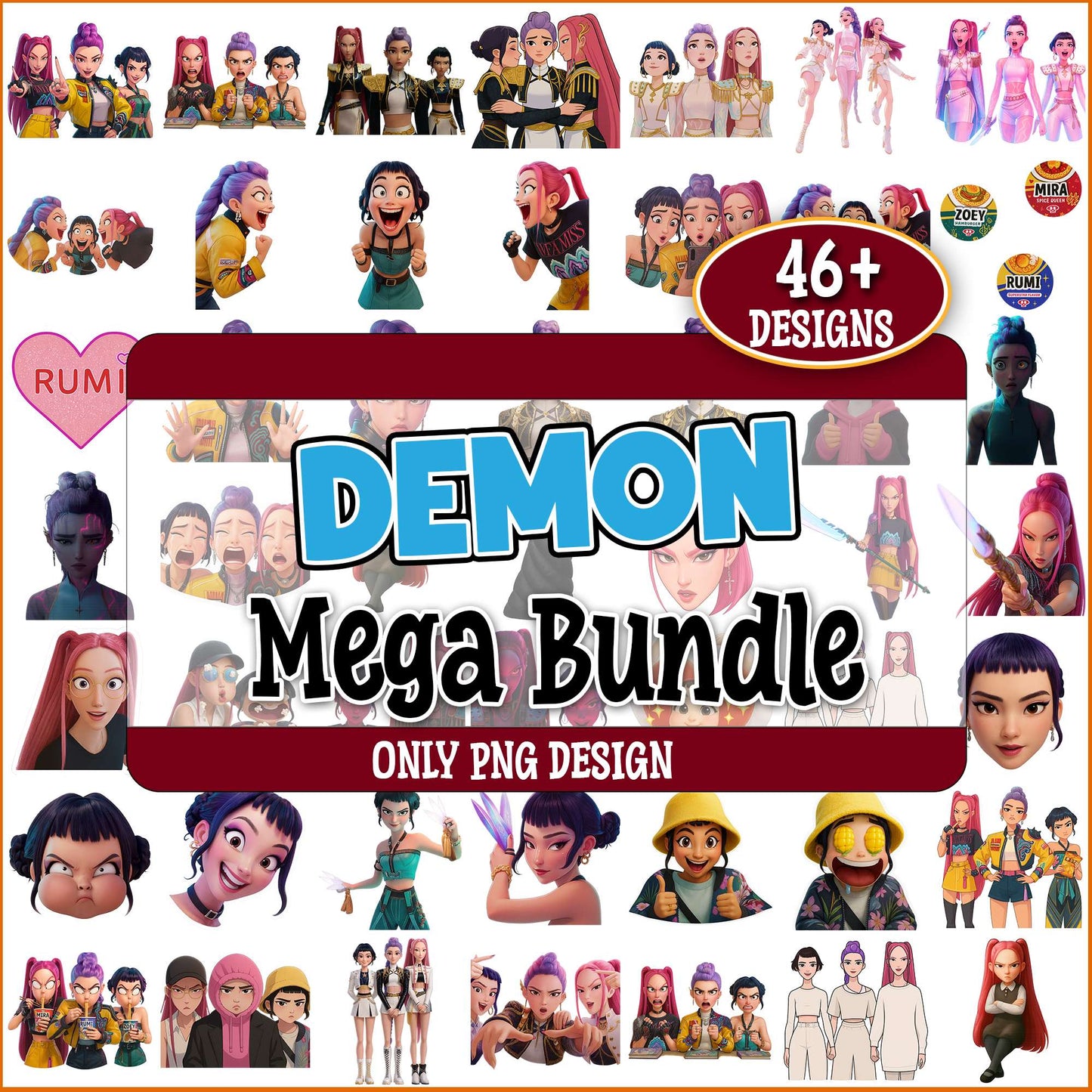 Huntrix kpop band png bundle